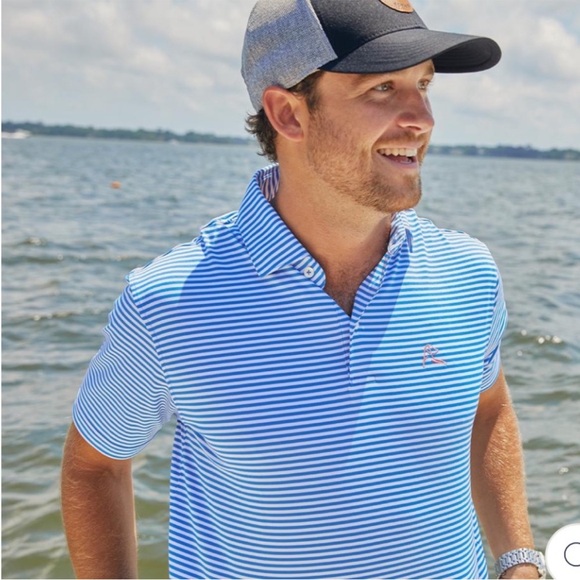 Rhoback Other - Rhoback Blue and White Striped Polo Shirt